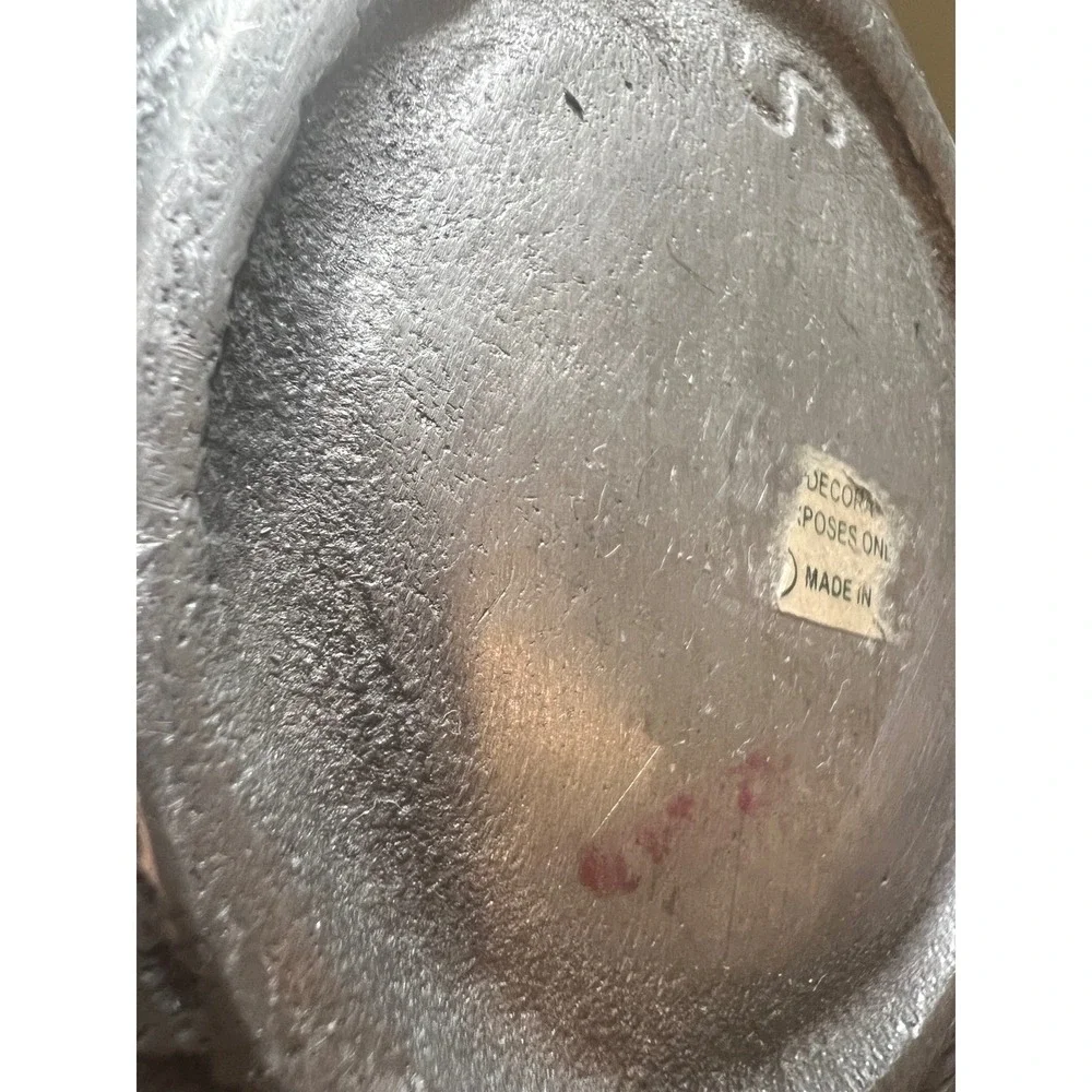Vintage Embossed Metal Bowl Rabbit Squirrel Fruit Woodland Centerpiece Silver